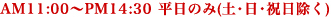 AM11:00`PM14:30 ̂(yEEj)